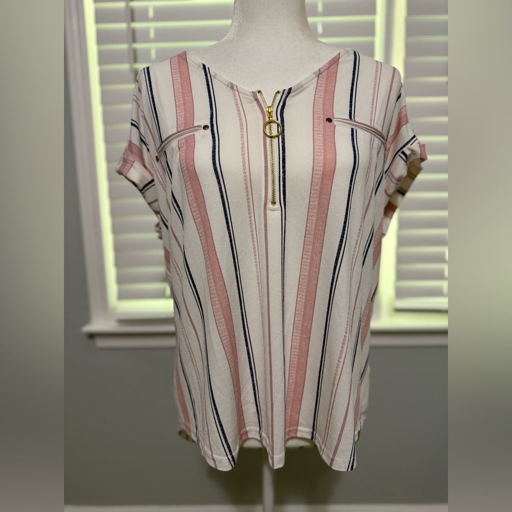 Striped Pink and White Women's Top